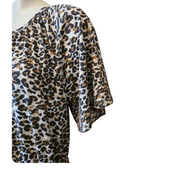CHELSEA AND VIOLET Leopard Linen Blend Dress Flutter Sleeve Drop Waist Medium‎ - Picture 3 of 15